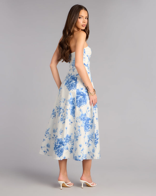 Sandra Floral A-Line Midi Formal Dress
