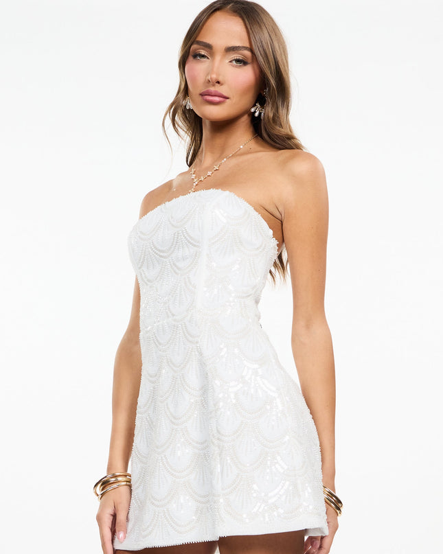Marley Beaded Strapless A-Line Mini Dress
