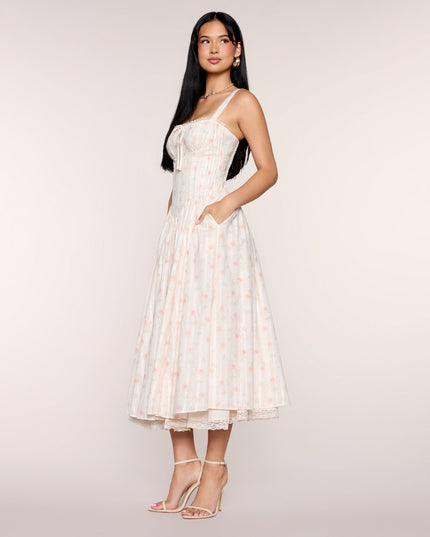 Francine Floral A-Line Midi Formal Dress