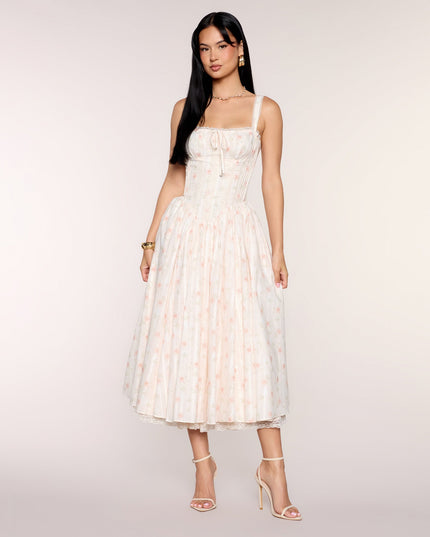 Francine Floral A-Line Midi Formal Dress
