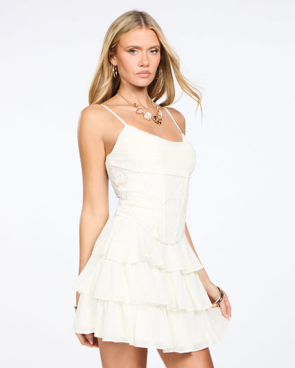 Brenley Floral Sequin Corset Ruffle Dress