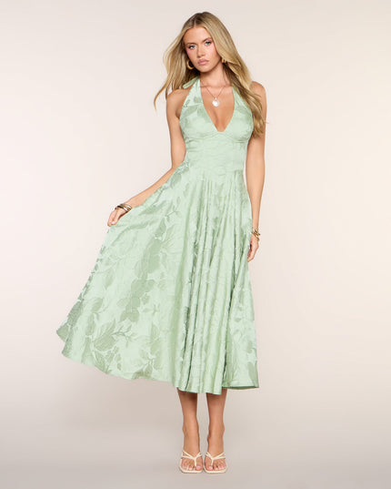 Ellen Lace-Up Halter A-Line Midi Formal Dress