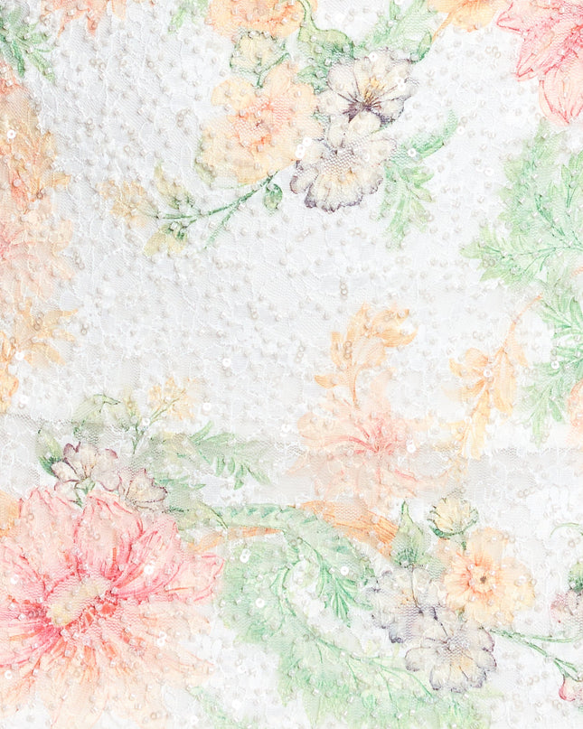 Serene Floral Print Beaded Mini Dress