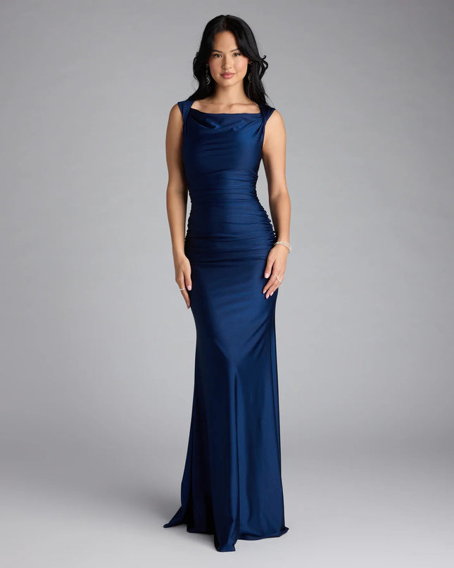 Feel polished and confident in the Blanca Boat Neck Mermaid Formal Dress, a navy blue prom dress designed with luxe fabric and modern detail that shows off your vibe.