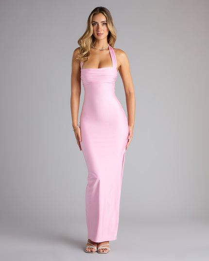 Your dream vibe in motion—the Beverly Halter Slit Long Formal Dress blends sleek style and trending details for the ultimate prom dresses glow-up.