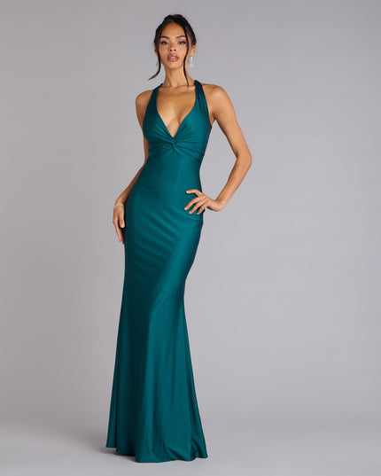 Feel polished and confident in the Adrianne Plunge Bow Mermaid Formal Dress, a prom dress designed with luxe fabric and modern detail that shows off your vibe.