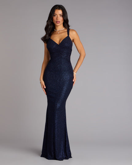 Bailey Glitter Low Back Mermaid Formal Dress