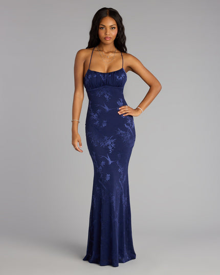 Own Prom 2026 in the Elaine Jacquard Mesh Mermaid Dress,  a prom dress designed with a flattering silhouette and elevated details that feel modern and true to your style.