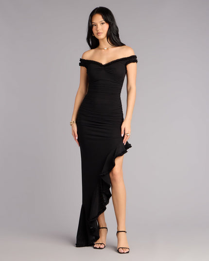 Mandy Mesh Off-The-Shoulder Formal Dress
