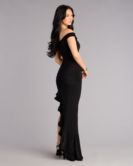 Mandy Mesh Off-The-Shoulder Formal Dress