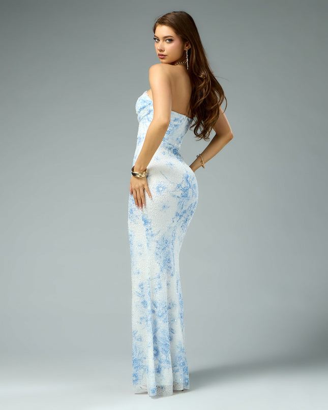 Ana Floral Sequin Beaded Formal Dress