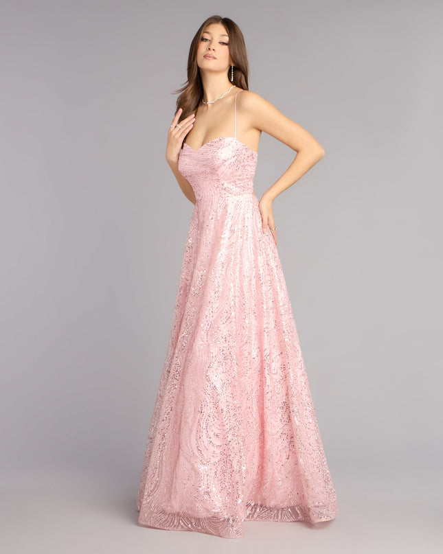 This pink prom dress, the Klaire Lace-Up A-Line Glitter Sequin Formal Dress , features a sleek, floor-length design with trend-forward details that capture the excitement of Prom 2026.