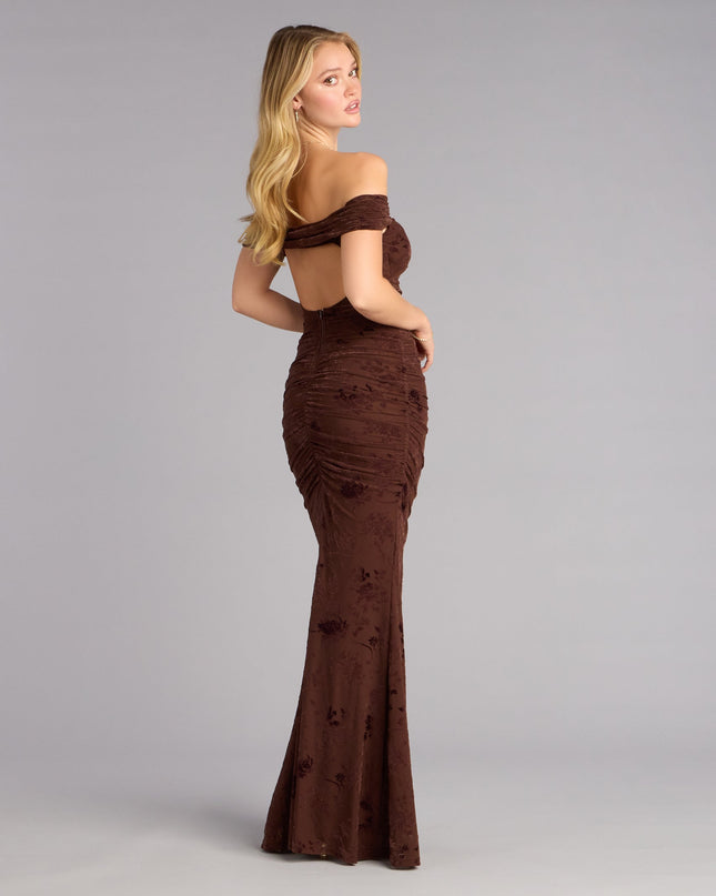 Kourt Flocked Velvet Mermaid Formal Dress