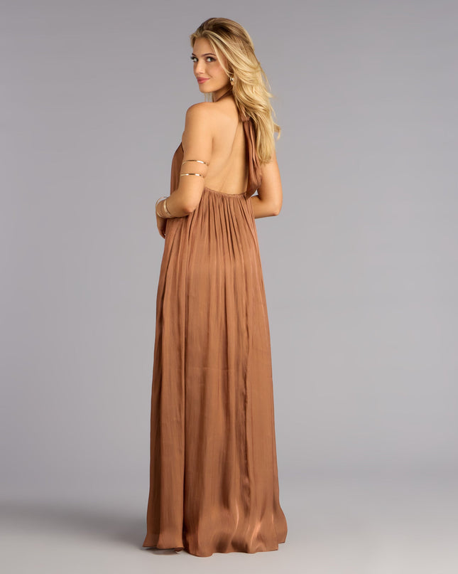 Marlyne Halter Open Back Formal Dress