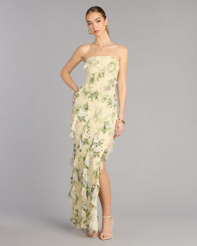Jacie Floral Ruffle Column Formal Dress
