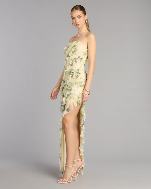 Jacie Floral Ruffle Column Formal Dress