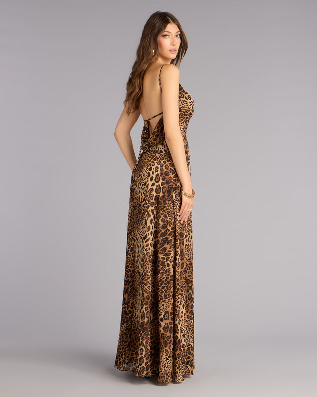 Massie Leopard Chiffon A-Line Formal Dress