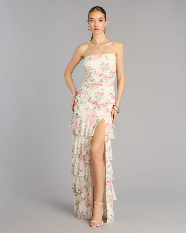 Hadley Floral A-Line Slit Formal Dress