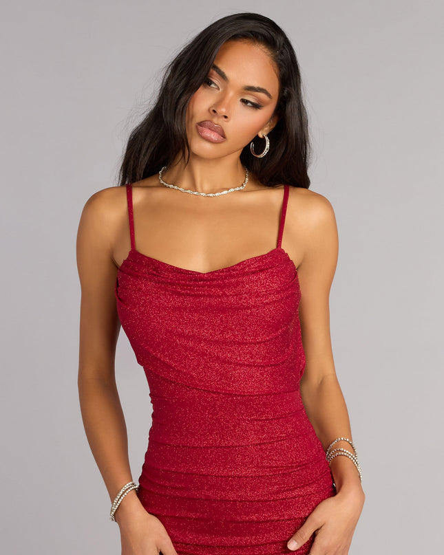 Amelie Ruched Glitter Knit Mermaid Dress