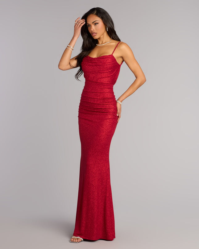 Amelie Ruched Glitter Knit Mermaid Dress