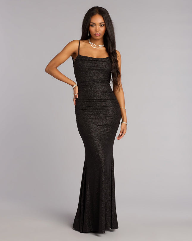 Amelie Ruched Glitter Knit Mermaid Dress