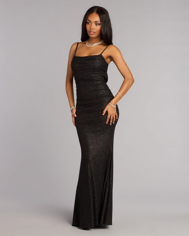 Amelie Ruched Glitter Knit Mermaid Dress