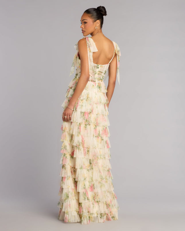 Malia Floral Ruffle A-Line Formal Dress