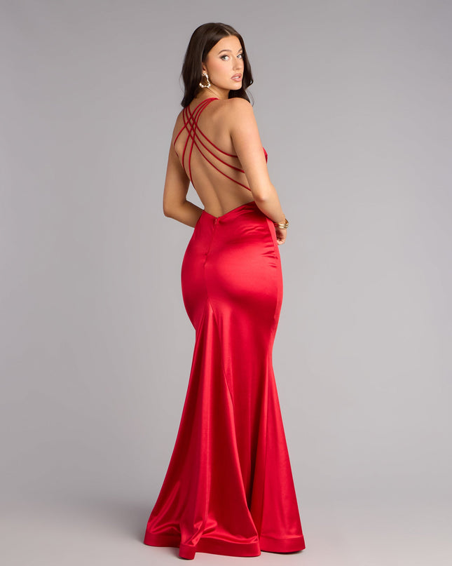 Macie Satin Open Back Mermaid Formal Dress