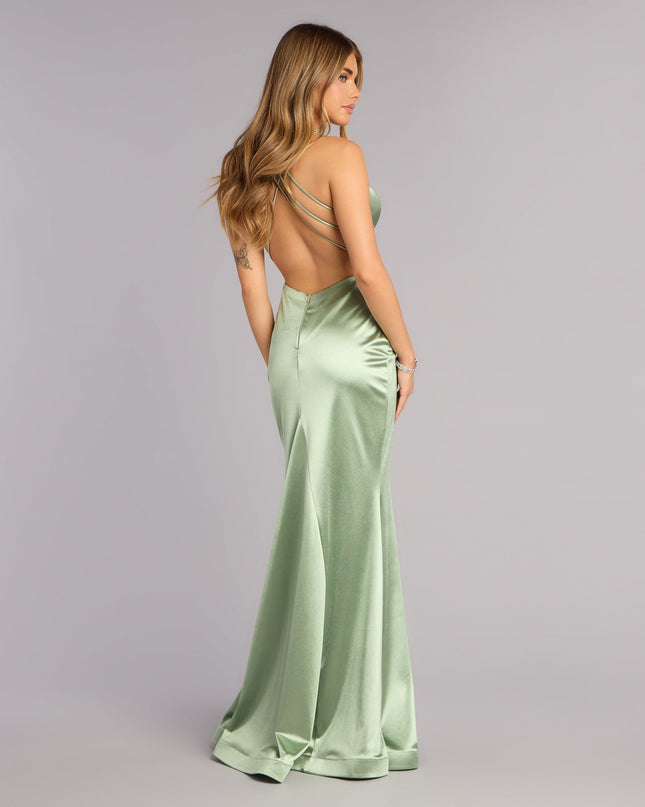 Macie Satin Open Back Mermaid Formal Dress