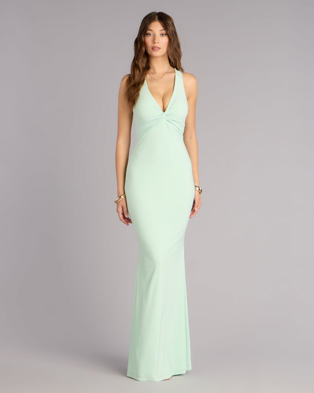 Lydia Halter Lace-Up Mermaid Formal Dress