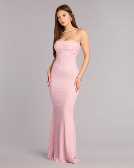 This pink prom dress, the Audrina Glitter Strapless Mermaid Formal Dress , features a sleek, floor-length design with trend-forward details that capture the excitement of Prom 2026.