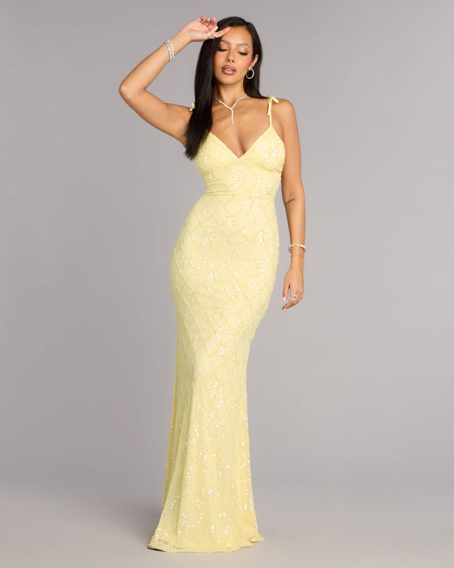 Tessa Bow Beaded Lace-Up Formal Dress