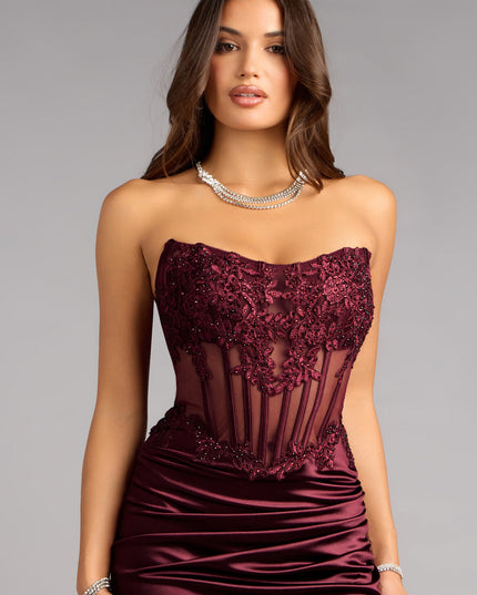 Adria Satin Corset Column Formal Dress