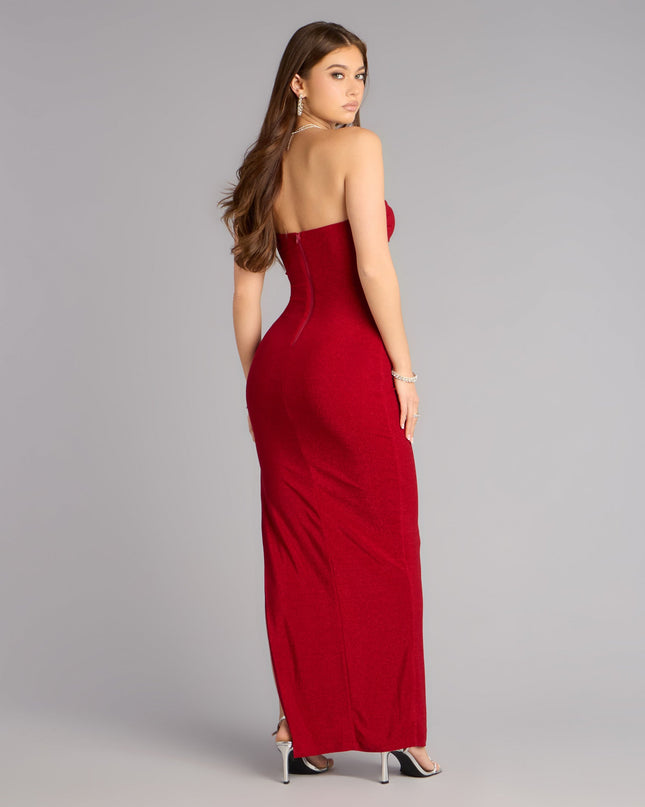 Adison Lurex Knit Strapless Formal Dress