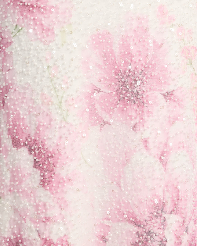 Margo Beaded Floral Print Mermaid Dress