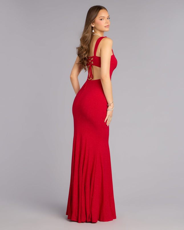 Sheila Glitter Lace-Up Formal Dress