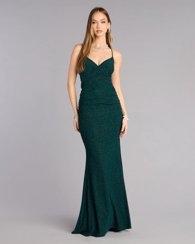 Jaymie Glitter Lace-Up Formal Dress