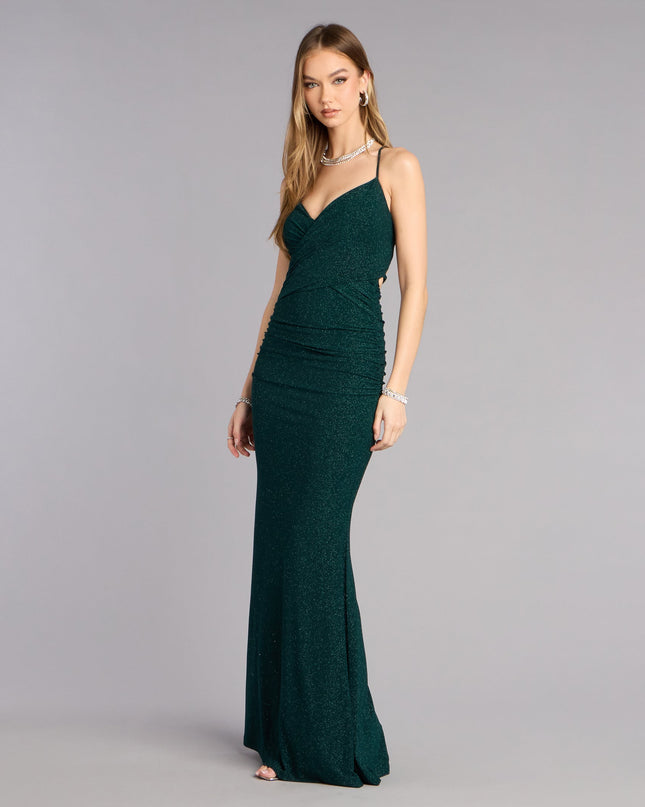 Jaymie Glitter Lace-Up Formal Dress