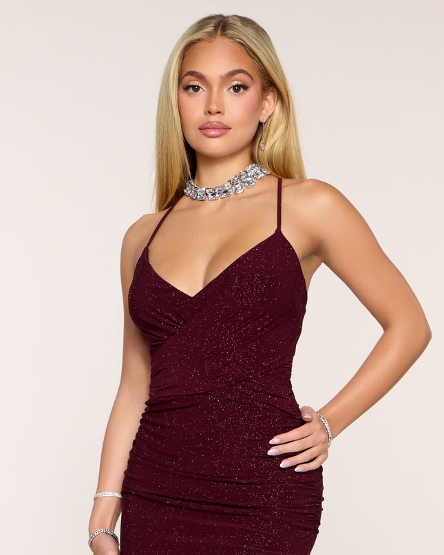 Jaymie Glitter Lace-Up Formal Dress