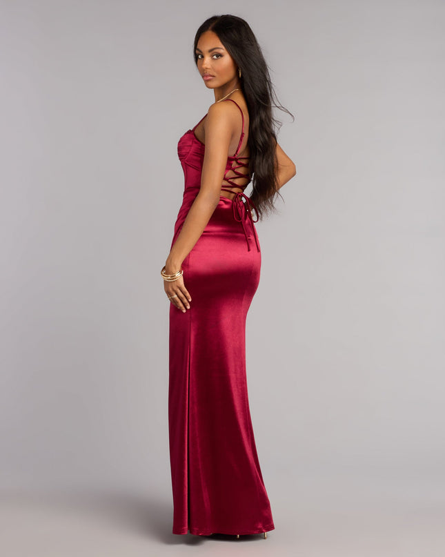 Blair Satin Corset Lace-Up Formal Dress