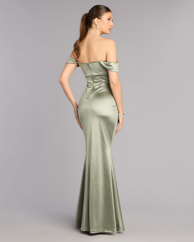 Melodie Satin Off-Shoulder Formal Dress