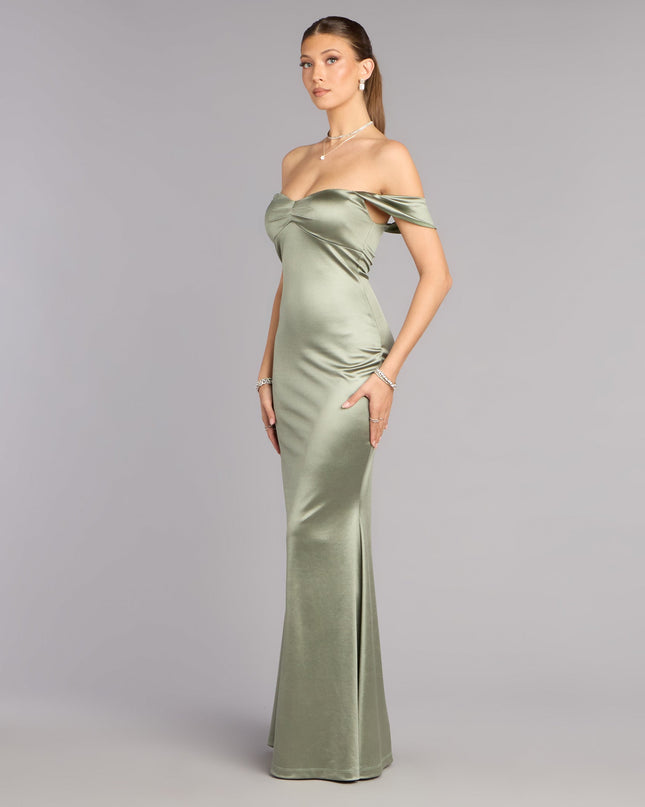Melodie Satin Off-Shoulder Formal Dress