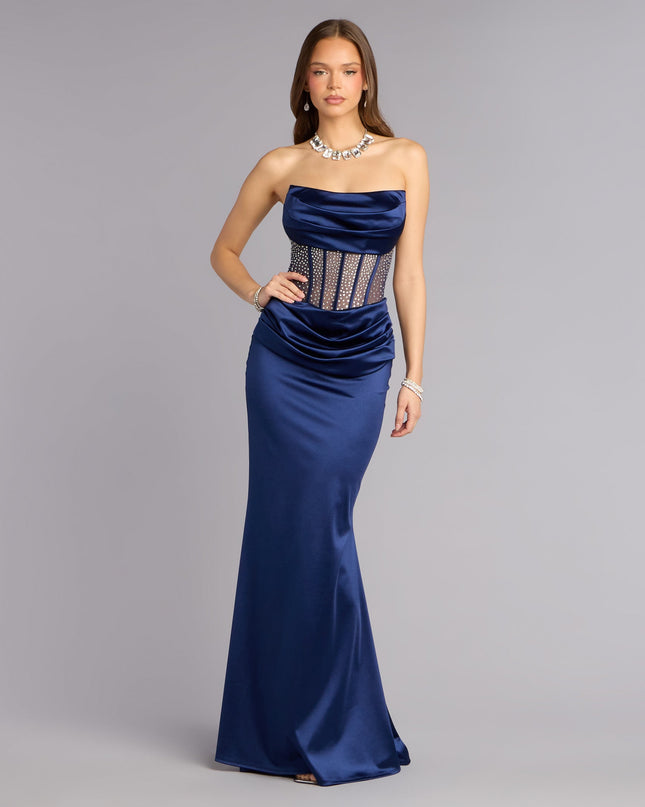 Jacklyn Satin Corset Mermaid Formal Dress