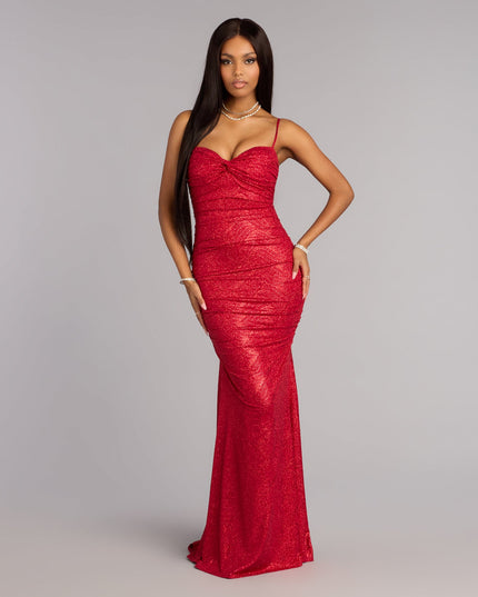 Allie Glitter Lace-Up Formal Dress