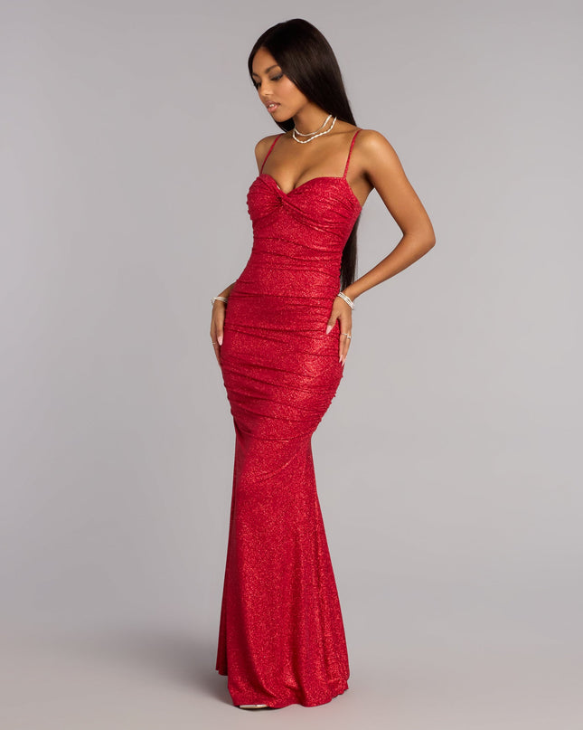 Allie Glitter Lace-Up Formal Dress