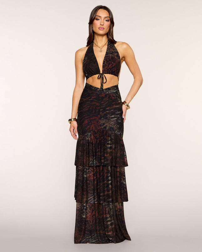 Julyana Printed Ruffle Formal Dress
