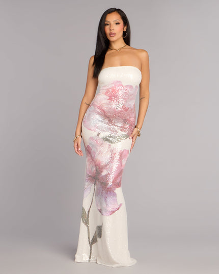 Kiki Floral Sequin Formal Dress