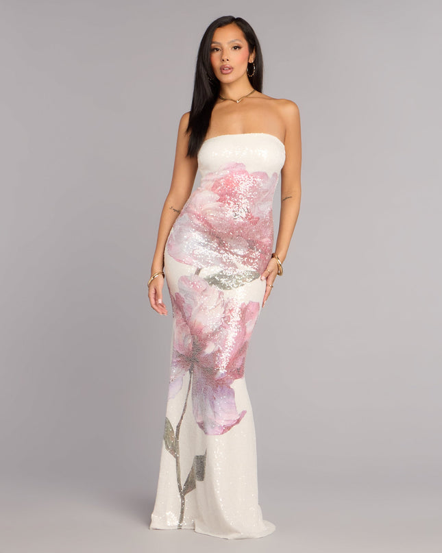 Kiki Floral Sequin Formal Dress