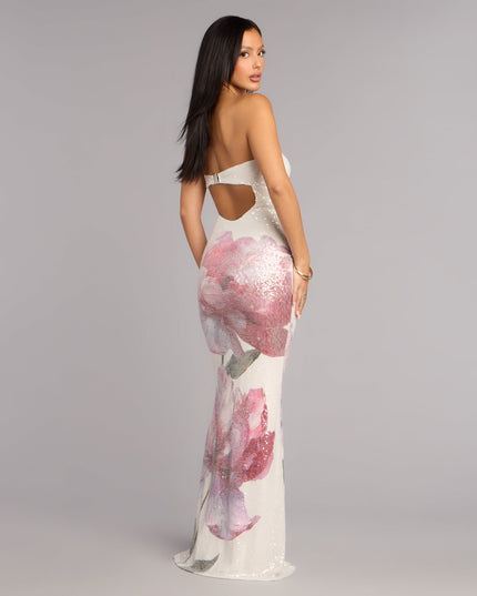 Kiki Floral Sequin Formal Dress