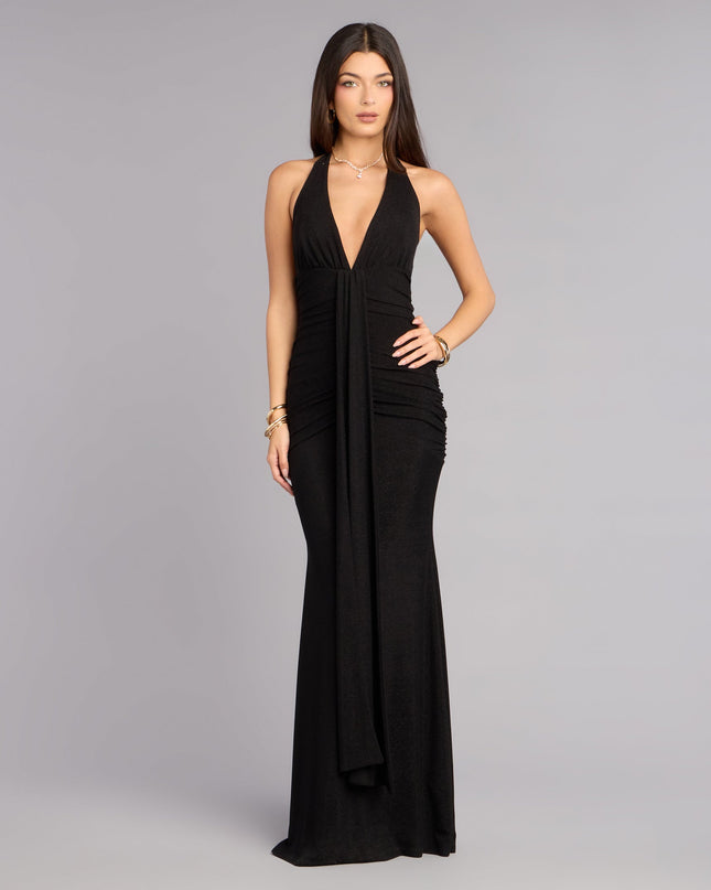 Laney Plunging Halter Mermaid Dress